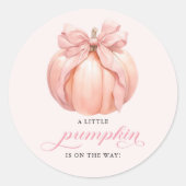 Roze Bow Little Pumpkin Baby shower Sticker (Voorkant)