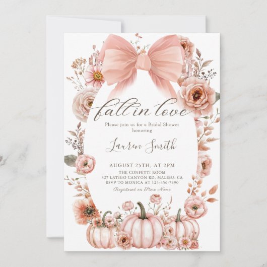 Roze Bow Little Pumpkin Bruids Douche Uitnodiging (Voorkant)