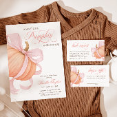 Roze Bow Little Pumpkin Elegant Baby shower Kaart