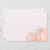 Roze Bow Little Pumpkin Verjaardag Foto Uitnodigin Kaart (Achterkant)