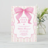  Roze Bow Love Shack Baby Meisje Douche Kaart (Staand voorkant)