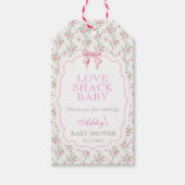 Roze Bow Love Shack Baby shower Dank u Cadeau Labe Cadeaulabel (Voorkant)