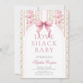 Roze Bow Love Shack Baby shower Kaart (Voorkant)