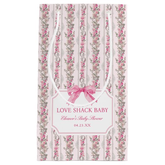 Roze Bow Love Shack Baby shower Kleine Gift Bag Klein Cadeauzakje (Voorkant)