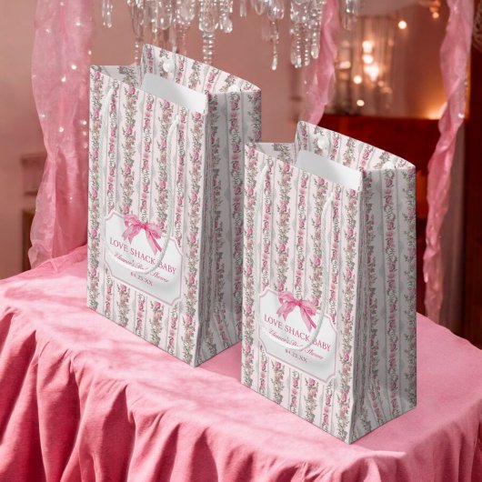 Roze Bow Love Shack Baby shower Kleine Gift Bag Klein Cadeauzakje