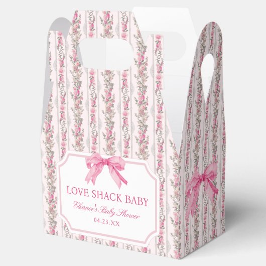Roze Bow Love Shack Baby shower Meisje Bedankdoosjes (Geopend)