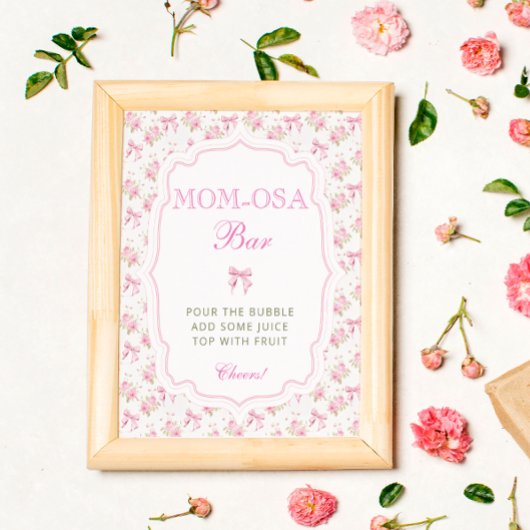 Roze Bow Love Shack Baby shower Mom-osa Bar Poster