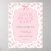 Roze Bow Love Shack Baby shower Welkom Poster (Voorkant)