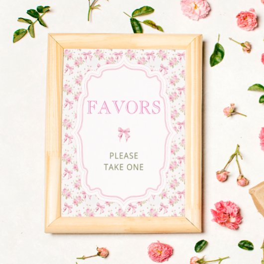 Roze Bow Love Shack Elegant Baby shower gunsten Poster