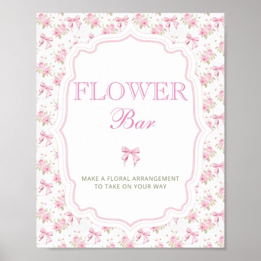 Roze Bow Love Shack Flower Bar Poster (Voorkant)