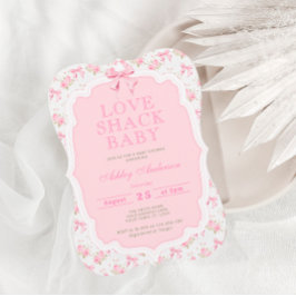 Roze Bow Love Shack Meisje Baby shower Kaart