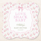 Roze Bow Love Shack Meisje Baby shower Kartonnen Onderzetters (Voorkant)