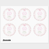 Roze Bow Love Shack Meisje Baby shower Ronde Sticker (Vel)
