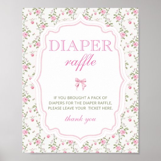 Roze Bow Love Shack Schattigee Douche Luier Raffle Poster (Voorkant)