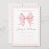 Roze Bow Luier en Wipes Baby Meisje Douche Kaart (Voorkant)