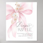 Roze Bow Luier Raffle Floral Baby shower Poster (Voorkant)