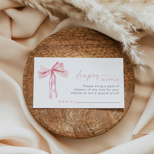 Roze Bow Luier Raffle Insert Verzoek Meisje Blush Informatiekaartje