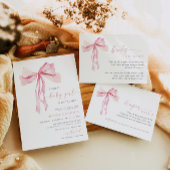 Roze Bow Luier Raffle Insert Verzoek Meisje Blush Informatiekaartje