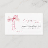 Roze Bow Luier Raffle Insert Verzoek Meisje Blush Informatiekaartje (Voorkant)