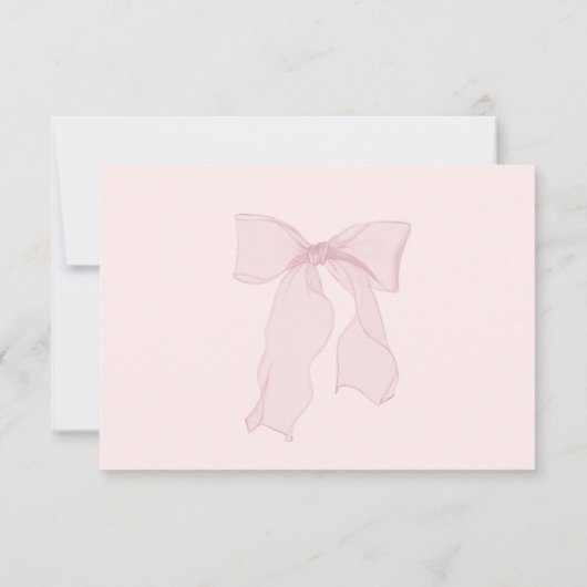 Roze Bow Meisje Baby shower Bedankkaart (Achterkant)