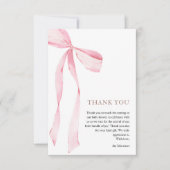 Roze Bow Meisje Baby shower Bedankkaart (Voorkant)
