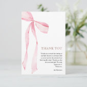 Roze Bow Meisje Baby shower Bedankkaart (Staand voorkant)