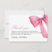 Roze Bow Meisje Baby shower Bedankkaart (Voorkant)