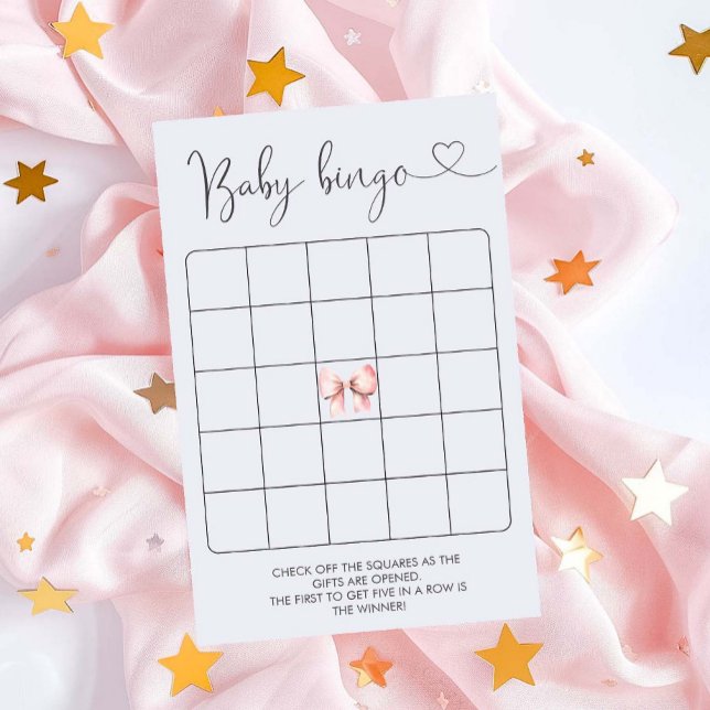 Roze Bow Meisje Baby shower Bingo Spel (Creator heeft geüpload)