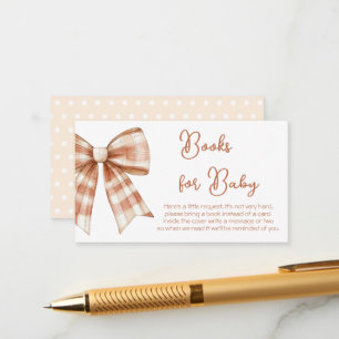 Roze Bow Meisje Baby shower Boeken voor Baby Informatiekaartje