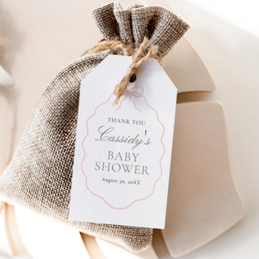  Roze Bow Meisje Baby shower Cadeaulabel
