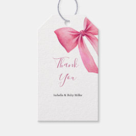Roze Bow Meisje Baby shower Cadeaulabel