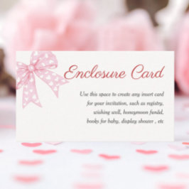 Roze Bow Meisje Baby shower Custom Informatiekaartje