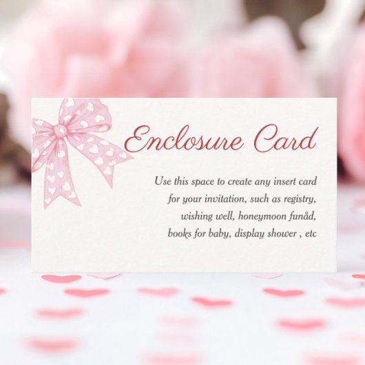 Roze Bow Meisje Baby shower Custom Informatiekaartje
