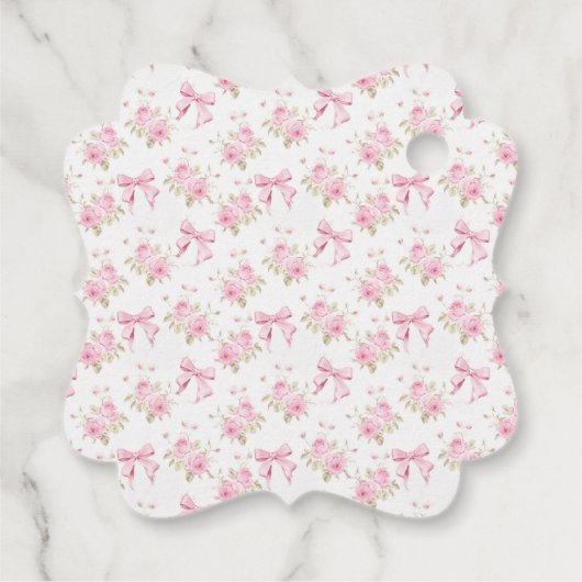 Roze Bow Meisje Baby shower Dank u Bedankjes Labels (Achterkant)