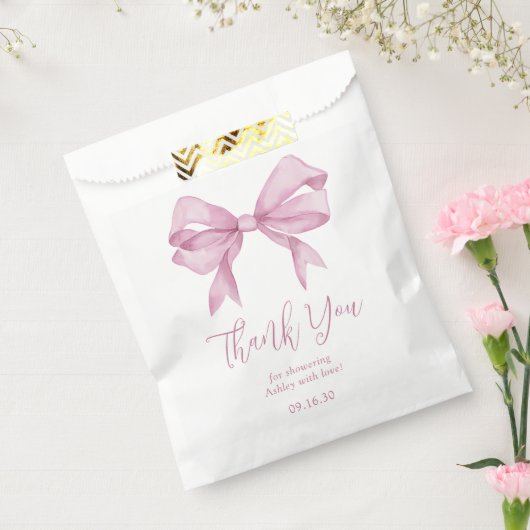 Roze Bow Meisje Baby shower Dank u Bedankzakje (Gezegeld)