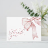 Roze Bow Meisje Baby shower Dank u Kaart (Staand voorkant)
