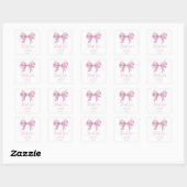 Roze Bow Meisje Baby shower Dank u Vierkante Sticker (Vel)