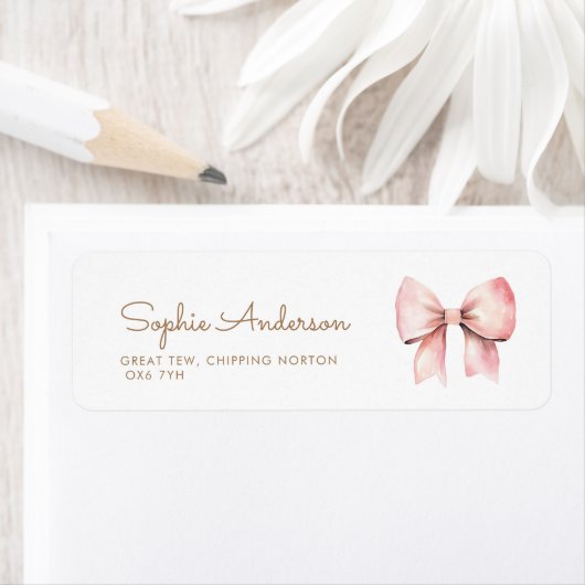 Roze Bow Meisje Baby shower Etiket (Insitu)