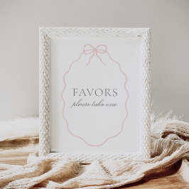 Roze Bow Meisje Baby shower Favorieten Teken Poster