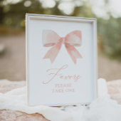 Roze Bow Meisje Baby shower Favors Sign Poster