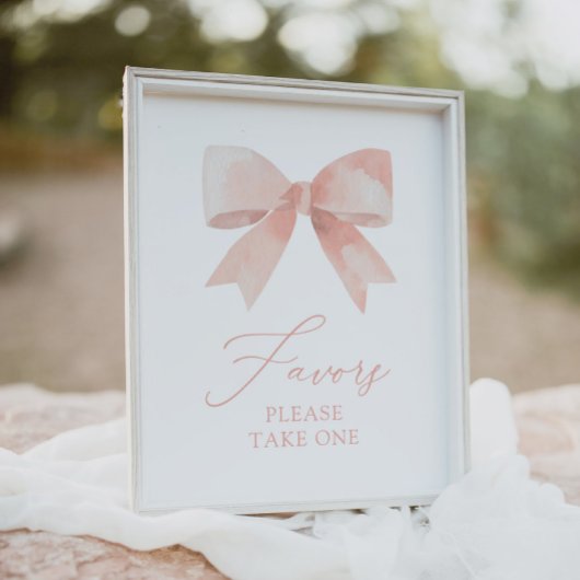 Roze Bow Meisje Baby shower Favors Sign Poster