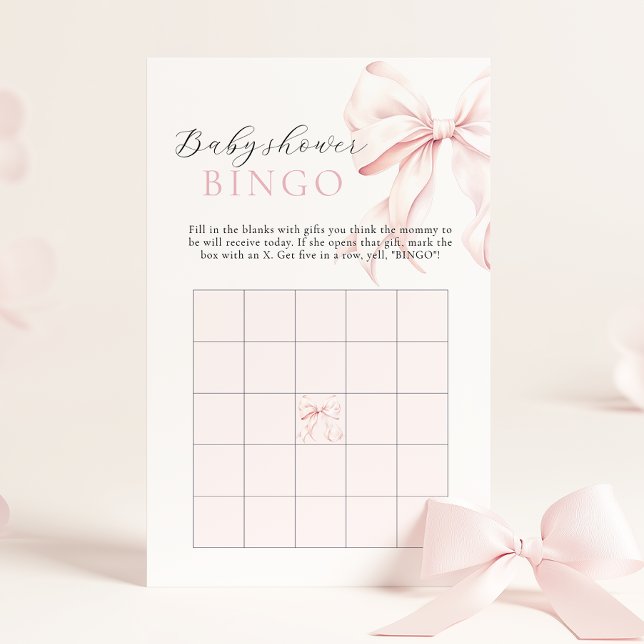 Roze Bow Meisje Baby shower Gift Bingo Activiteit  (Creator heeft geüpload)
