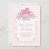 Roze Bow Meisje Baby shower Kaart (Voorkant)