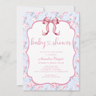 Roze Bow Meisje Baby shower Kaart