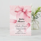 Roze Bow Meisje Baby shower Kaart (Staand voorkant)