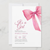 Roze Bow Meisje Baby shower Kaart (Voorkant)