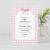 Roze Bow Meisje Baby shower Kaart (Staand voorkant)