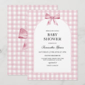 Roze Bow Meisje Baby shower Kaart (Voorkant / Achterkant)