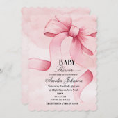 Roze Bow Meisje Baby shower Kaart (Voorkant / Achterkant)