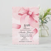 Roze Bow Meisje Baby shower Kaart (Staand voorkant)
